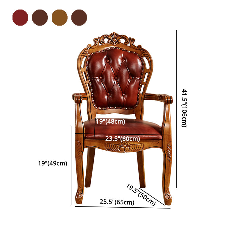Traditional Solid Wood Dining Chair Leather Dining Arm Chair for Restaurant (Set of 2) Clearhalo ' kitchen&dining_furn' 'Dining Chairs' 'Dining Tables & Seating' 'dining_chair' 'furn' 'furn_dining_chair' 'Furniture' 'furniture_dining_chair' 'Kitchen & Dining Furniture' 'kitchen' 4104332