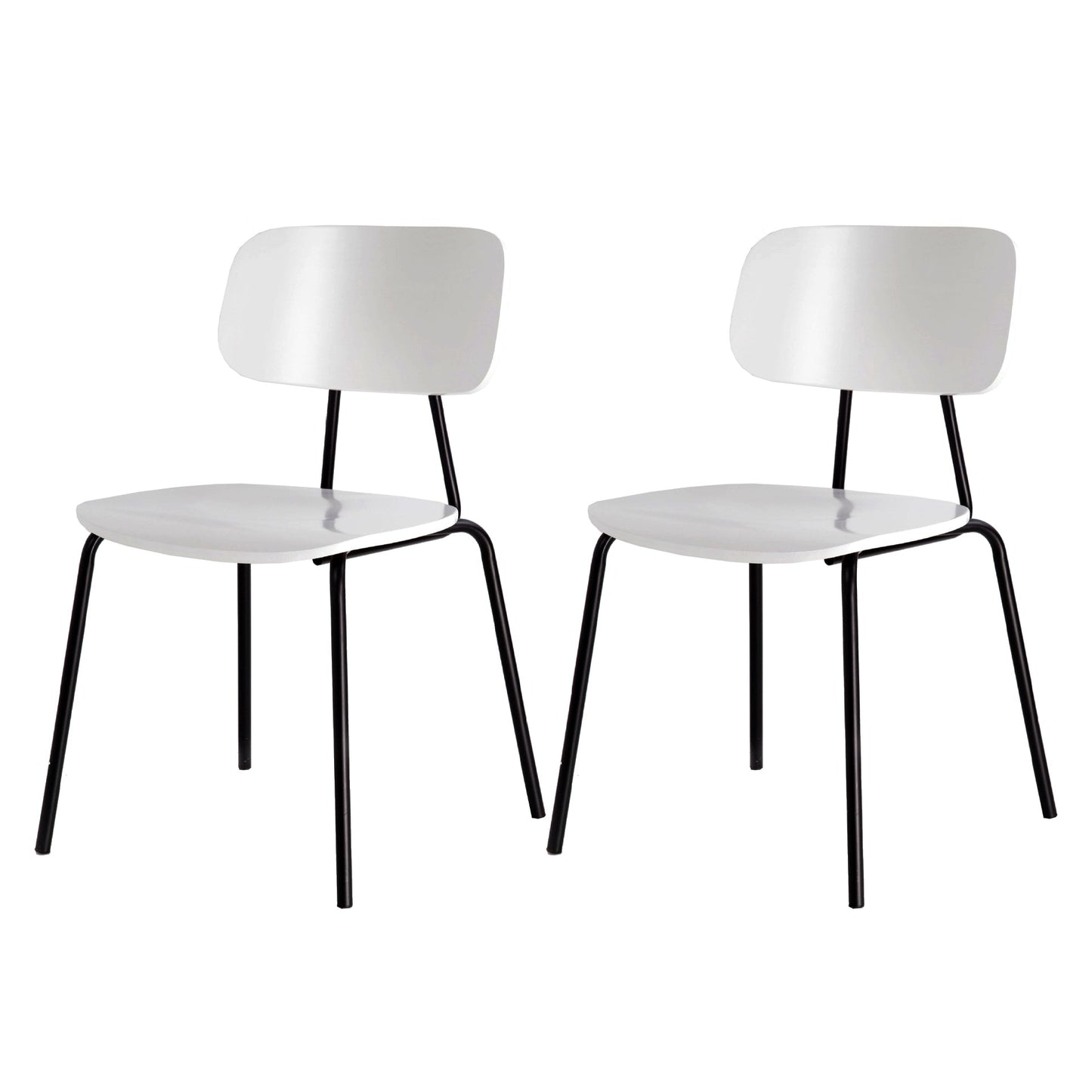 Industrial Metal Side Chair Open Back Stackable Dining Chair with Black Legs White 2 Piece Set Clearhalo ' kitchen&dining_furn' 'Dining Chairs' 'Dining Tables & Seating' 'dining_chair' 'furn' 'furn_dining_chair' 'Furniture' 'furniture_dining_chair' 'Kitchen & Dining Furniture' 'kitchen' 4104339