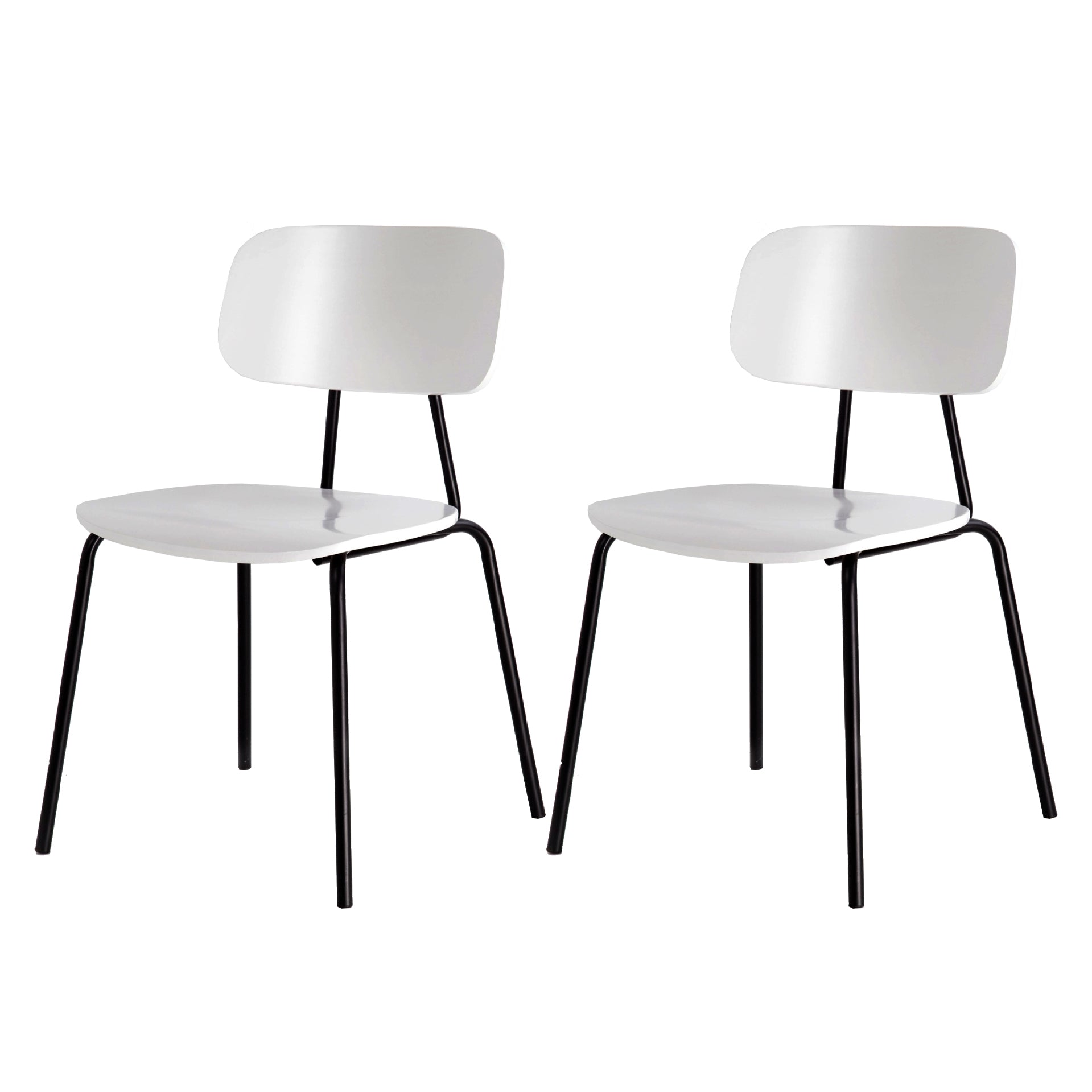 Industrial Metal Side Chair Open Back Stackable Dining Chair with Black Legs White 2 Piece Set Clearhalo ' kitchen&dining_furn' 'Dining Chairs' 'Dining Tables & Seating' 'dining_chair' 'furn' 'furn_dining_chair' 'Furniture' 'furniture_dining_chair' 'Kitchen & Dining Furniture' 'kitchen' 4104339