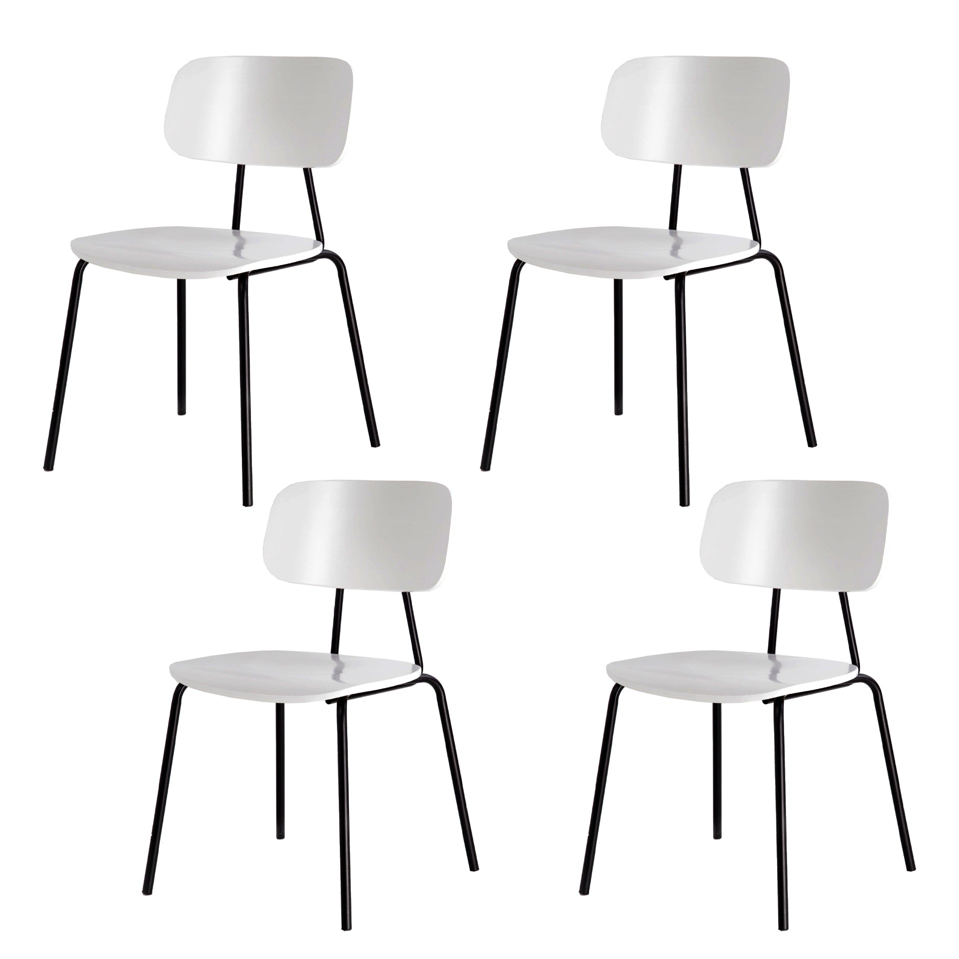 Industrial Metal Side Chair Open Back Stackable Dining Chair with Black Legs White 4 Piece Set Clearhalo ' kitchen&dining_furn' 'Dining Chairs' 'Dining Tables & Seating' 'dining_chair' 'furn' 'furn_dining_chair' 'Furniture' 'furniture_dining_chair' 'Kitchen & Dining Furniture' 'kitchen' 4104341