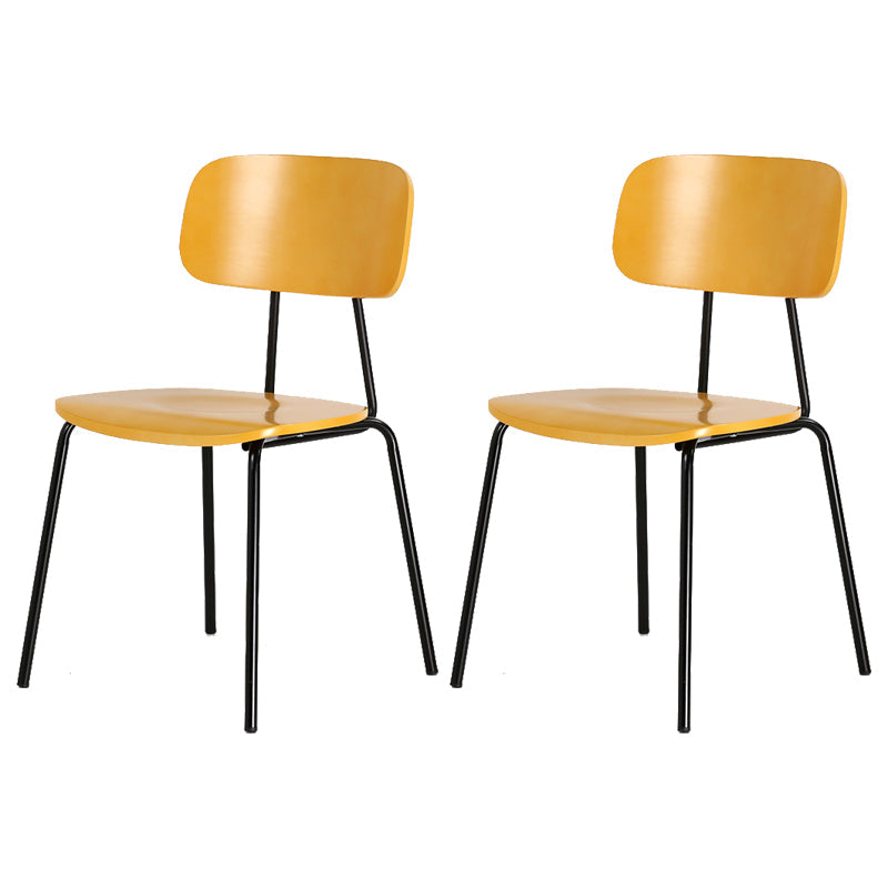 Industrial Metal Side Chair Open Back Stackable Dining Chair with Black Legs Yellow 2 Piece Set Clearhalo ' kitchen&dining_furn' 'Dining Chairs' 'Dining Tables & Seating' 'dining_chair' 'furn' 'furn_dining_chair' 'Furniture' 'furniture_dining_chair' 'Kitchen & Dining Furniture' 'kitchen' 4104345