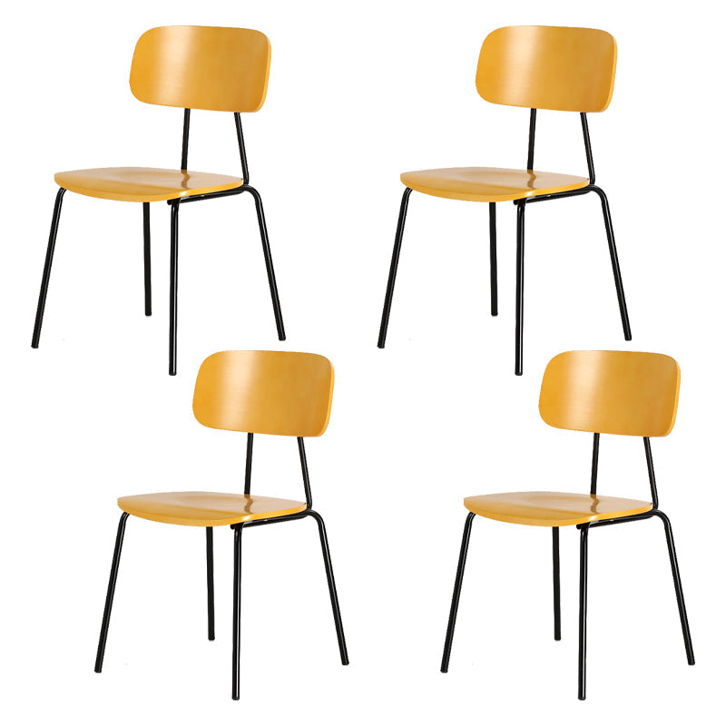 Industrial Metal Side Chair Open Back Stackable Dining Chair with Black Legs Yellow 4 Piece Set Clearhalo ' kitchen&dining_furn' 'Dining Chairs' 'Dining Tables & Seating' 'dining_chair' 'furn' 'furn_dining_chair' 'Furniture' 'furniture_dining_chair' 'Kitchen & Dining Furniture' 'kitchen' 4104347