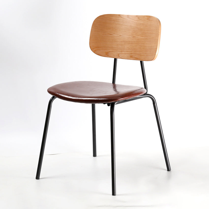 Industrial Metal Side Chair Open Back Stackable Dining Chair with Black Legs Brown 1 Piece Clearhalo ' kitchen&dining_furn' 'Dining Chairs' 'Dining Tables & Seating' 'dining_chair' 'furn' 'furn_dining_chair' 'Furniture' 'furniture_dining_chair' 'Kitchen & Dining Furniture' 'kitchen' 4104349