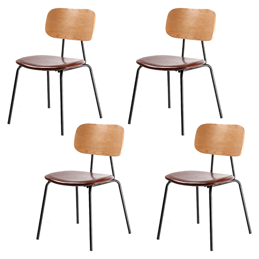 Industrial Metal Side Chair Open Back Stackable Dining Chair with Black Legs Brown 4 Piece Set Clearhalo ' kitchen&dining_furn' 'Dining Chairs' 'Dining Tables & Seating' 'dining_chair' 'furn' 'furn_dining_chair' 'Furniture' 'furniture_dining_chair' 'Kitchen & Dining Furniture' 'kitchen' 4104354
