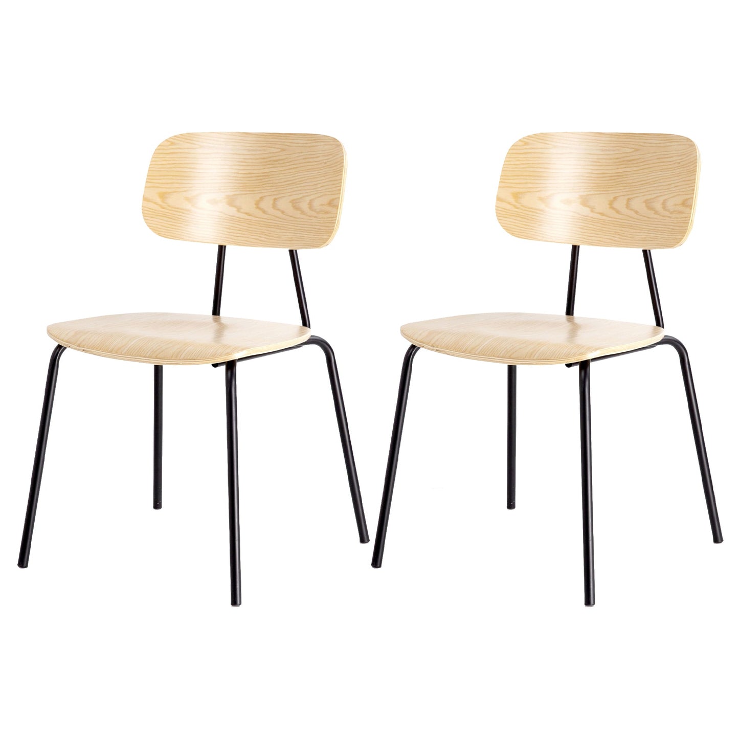 Industrial Metal Side Chair Open Back Stackable Dining Chair with Black Legs Wood 2 Piece Set Clearhalo ' kitchen&dining_furn' 'Dining Chairs' 'Dining Tables & Seating' 'dining_chair' 'furn' 'furn_dining_chair' 'Furniture' 'furniture_dining_chair' 'Kitchen & Dining Furniture' 'kitchen' 4104357