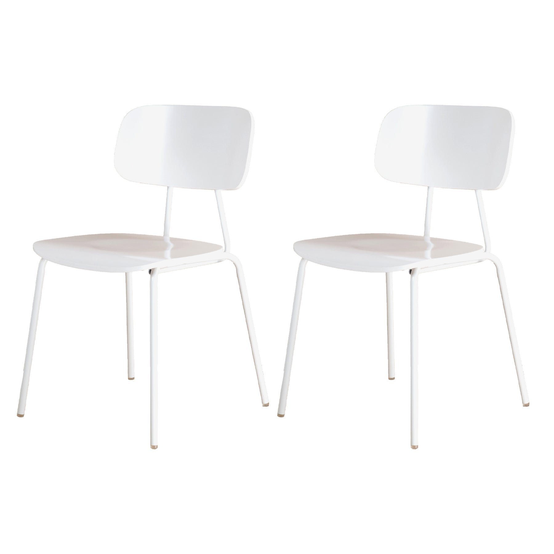 Industrial Metal Side Chair Open Back Stackable Dining Chair with Black Legs Gloss White 2 Piece Set Clearhalo ' kitchen&dining_furn' 'Dining Chairs' 'Dining Tables & Seating' 'dining_chair' 'furn' 'furn_dining_chair' 'Furniture' 'furniture_dining_chair' 'Kitchen & Dining Furniture' 'kitchen' 4104362