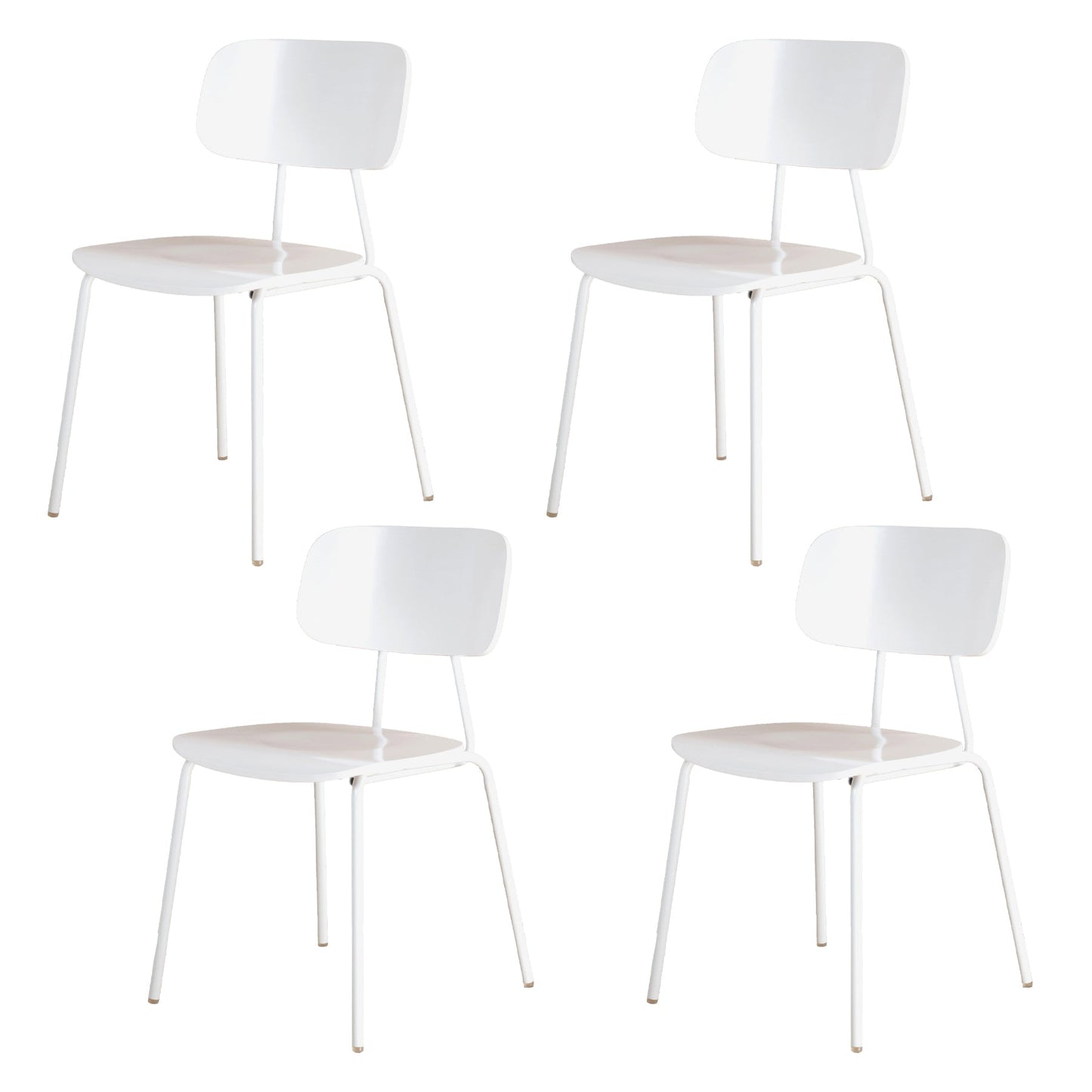 Industrial Metal Side Chair Open Back Stackable Dining Chair with Black Legs Gloss White 4 Piece Set Clearhalo ' kitchen&dining_furn' 'Dining Chairs' 'Dining Tables & Seating' 'dining_chair' 'furn' 'furn_dining_chair' 'Furniture' 'furniture_dining_chair' 'Kitchen & Dining Furniture' 'kitchen' 4104363