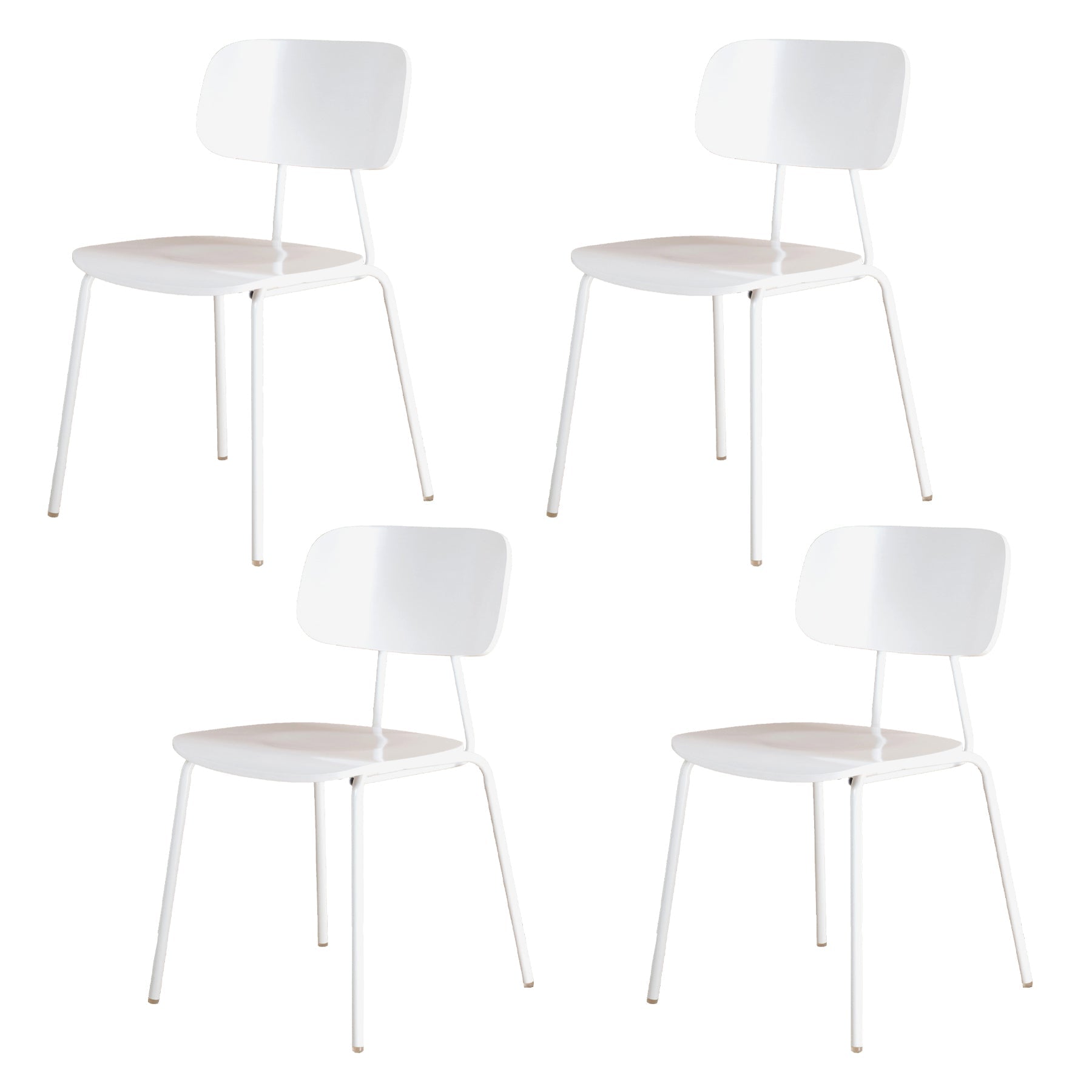 Industrial Metal Side Chair Open Back Stackable Dining Chair with Black Legs Gloss White 4 Piece Set Clearhalo ' kitchen&dining_furn' 'Dining Chairs' 'Dining Tables & Seating' 'dining_chair' 'furn' 'furn_dining_chair' 'Furniture' 'furniture_dining_chair' 'Kitchen & Dining Furniture' 'kitchen' 4104363