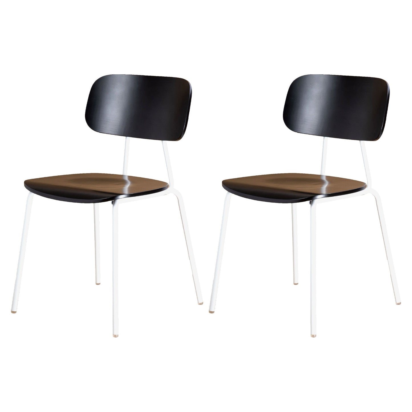 Industrial Metal Side Chair Open Back Stackable Dining Chair with Black Legs Black White 2 Piece Set Clearhalo ' kitchen&dining_furn' 'Dining Chairs' 'Dining Tables & Seating' 'dining_chair' 'furn' 'furn_dining_chair' 'Furniture' 'furniture_dining_chair' 'Kitchen & Dining Furniture' 'kitchen' 4104365