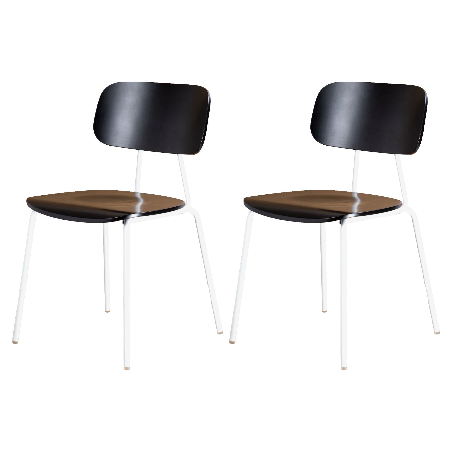 Industrial Metal Side Chair Open Back Stackable Dining Chair with Black Legs Black White 2 Piece Set Clearhalo ' kitchen&dining_furn' 'Dining Chairs' 'Dining Tables & Seating' 'dining_chair' 'furn' 'furn_dining_chair' 'Furniture' 'furniture_dining_chair' 'Kitchen & Dining Furniture' 'kitchen' 4104365