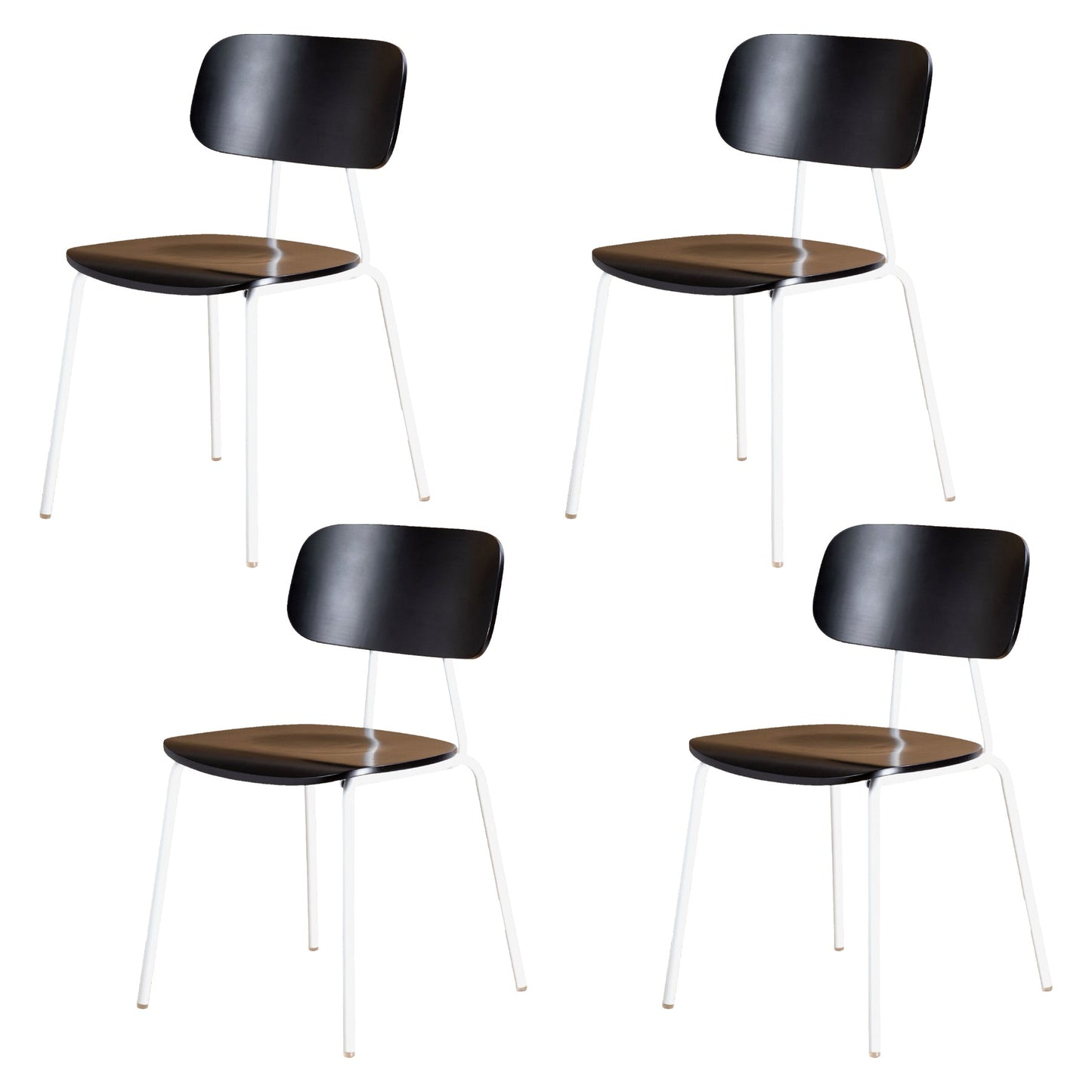 Industrial Metal Side Chair Open Back Stackable Dining Chair with Black Legs Black White 4 Piece Set Clearhalo ' kitchen&dining_furn' 'Dining Chairs' 'Dining Tables & Seating' 'dining_chair' 'furn' 'furn_dining_chair' 'Furniture' 'furniture_dining_chair' 'Kitchen & Dining Furniture' 'kitchen' 4104366