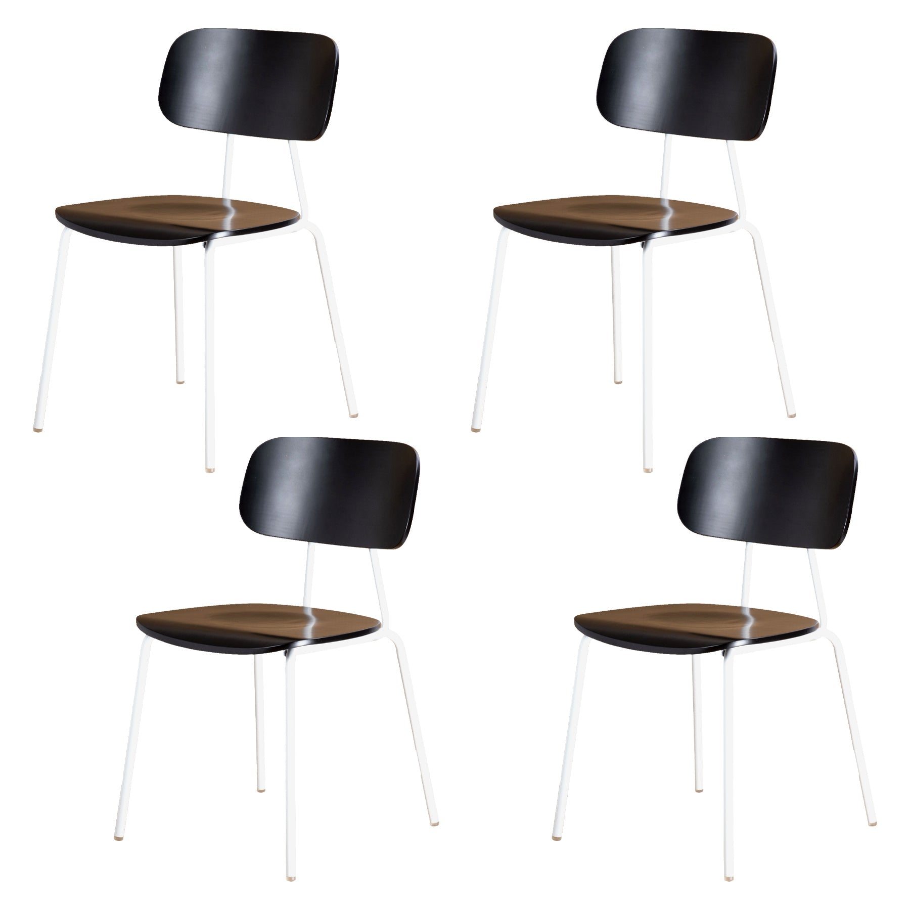 Industrial Metal Side Chair Open Back Stackable Dining Chair with Black Legs Black White 4 Piece Set Clearhalo ' kitchen&dining_furn' 'Dining Chairs' 'Dining Tables & Seating' 'dining_chair' 'furn' 'furn_dining_chair' 'Furniture' 'furniture_dining_chair' 'Kitchen & Dining Furniture' 'kitchen' 4104366