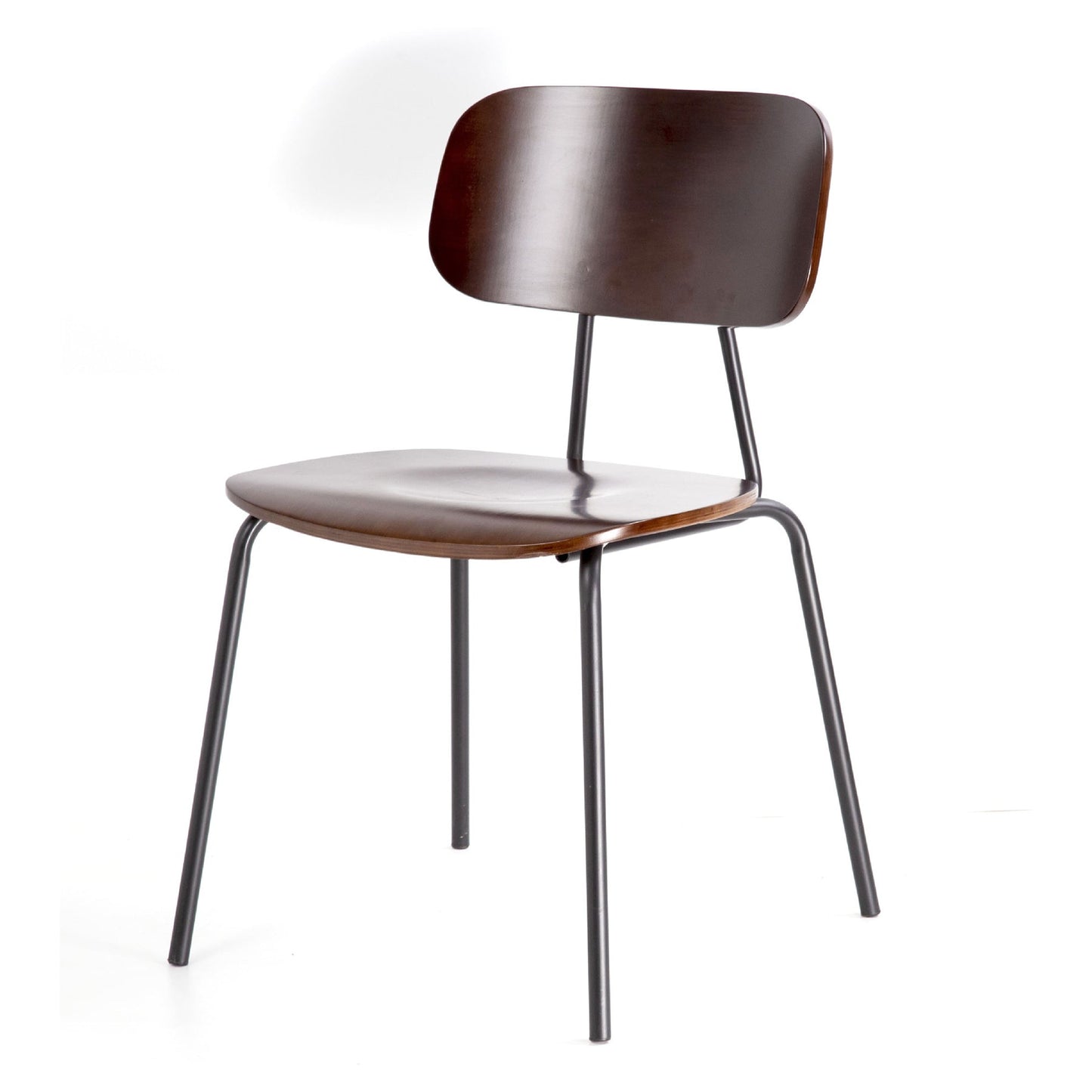 Industrial Metal Side Chair Open Back Stackable Dining Chair with Black Legs Dark Wood 1 Piece Clearhalo ' kitchen&dining_furn' 'Dining Chairs' 'Dining Tables & Seating' 'dining_chair' 'furn' 'furn_dining_chair' 'Furniture' 'furniture_dining_chair' 'Kitchen & Dining Furniture' 'kitchen' 4104367