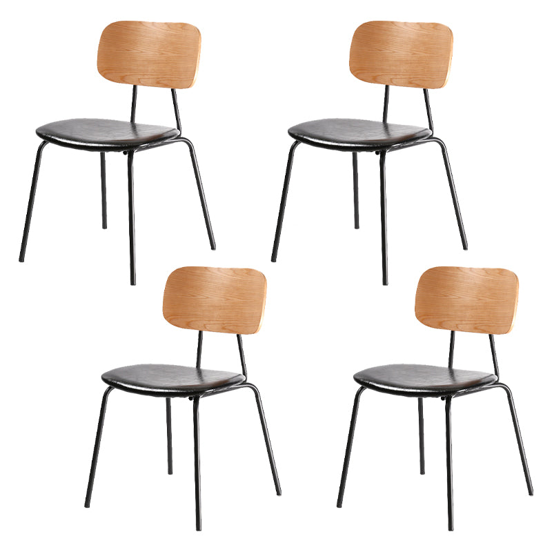 Industrial Metal Side Chair Open Back Stackable Dining Chair with Black Legs Black-Brown 4 Piece Set Clearhalo ' kitchen&dining_furn' 'Dining Chairs' 'Dining Tables & Seating' 'dining_chair' 'furn' 'furn_dining_chair' 'Furniture' 'furniture_dining_chair' 'Kitchen & Dining Furniture' 'kitchen' 4104372