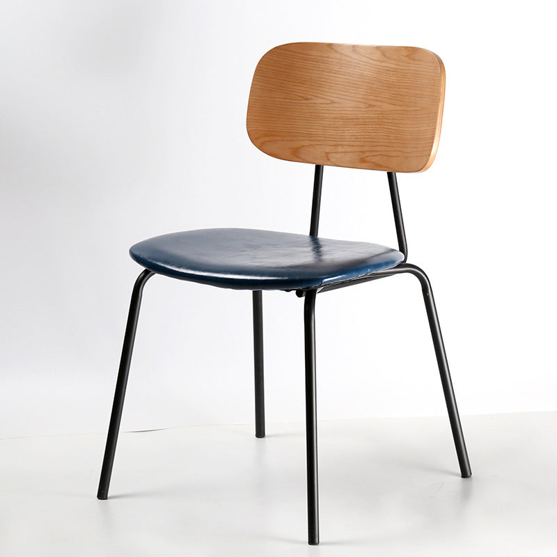 Industrial Metal Side Chair Open Back Stackable Dining Chair with Black Legs Royal Blue 1 Piece Clearhalo ' kitchen&dining_furn' 'Dining Chairs' 'Dining Tables & Seating' 'dining_chair' 'furn' 'furn_dining_chair' 'Furniture' 'furniture_dining_chair' 'Kitchen & Dining Furniture' 'kitchen' 4104373