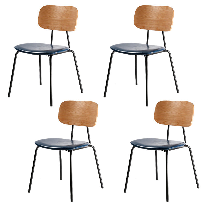 Industrial Metal Side Chair Open Back Stackable Dining Chair with Black Legs Royal Blue 4 Piece Set Clearhalo ' kitchen&dining_furn' 'Dining Chairs' 'Dining Tables & Seating' 'dining_chair' 'furn' 'furn_dining_chair' 'Furniture' 'furniture_dining_chair' 'Kitchen & Dining Furniture' 'kitchen' 4104375