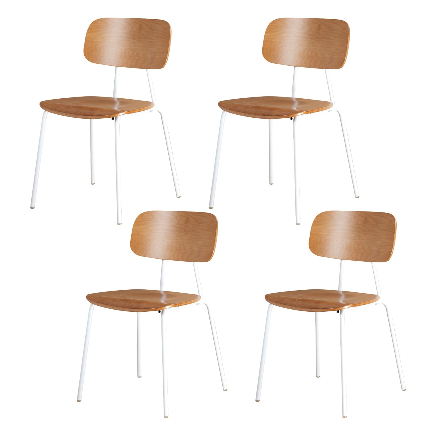 Industrial Metal Side Chair Open Back Stackable Dining Chair with Black Legs White-Brown 4 Piece Set Clearhalo ' kitchen&dining_furn' 'Dining Chairs' 'Dining Tables & Seating' 'dining_chair' 'furn' 'furn_dining_chair' 'Furniture' 'furniture_dining_chair' 'Kitchen & Dining Furniture' 'kitchen' 4104378