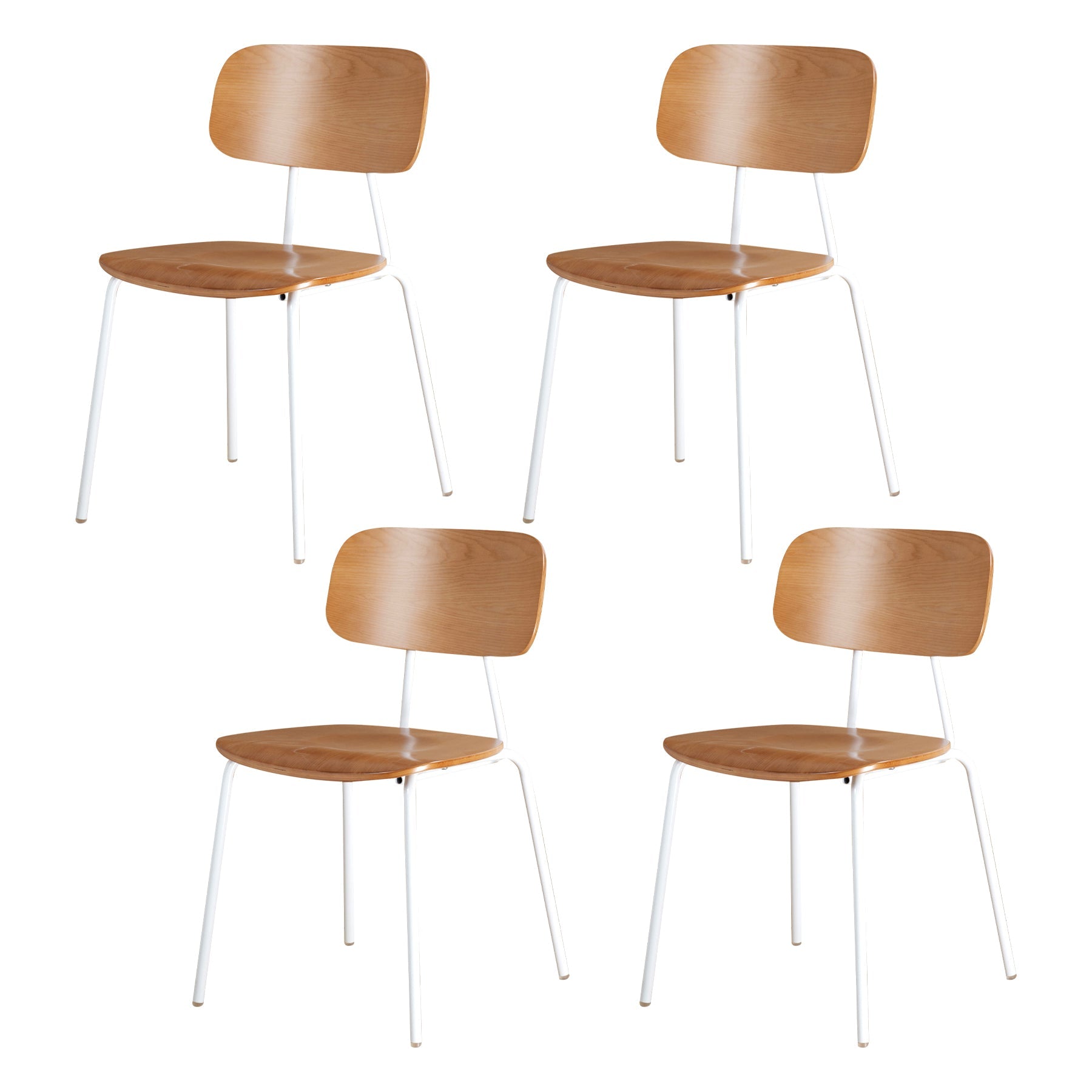 Industrial Metal Side Chair Open Back Stackable Dining Chair with Black Legs White-Brown 4 Piece Set Clearhalo ' kitchen&dining_furn' 'Dining Chairs' 'Dining Tables & Seating' 'dining_chair' 'furn' 'furn_dining_chair' 'Furniture' 'furniture_dining_chair' 'Kitchen & Dining Furniture' 'kitchen' 4104378