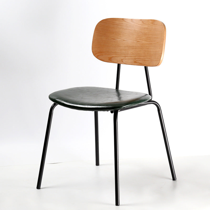 Industrial Metal Side Chair Open Back Stackable Dining Chair with Black Legs Blackish Green 1 Piece Clearhalo ' kitchen&dining_furn' 'Dining Chairs' 'Dining Tables & Seating' 'dining_chair' 'furn' 'furn_dining_chair' 'Furniture' 'furniture_dining_chair' 'Kitchen & Dining Furniture' 'kitchen' 4104379