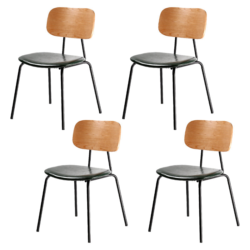 Industrial Metal Side Chair Open Back Stackable Dining Chair with Black Legs Blackish Green 4 Piece Set Clearhalo ' kitchen&dining_furn' 'Dining Chairs' 'Dining Tables & Seating' 'dining_chair' 'furn' 'furn_dining_chair' 'Furniture' 'furniture_dining_chair' 'Kitchen & Dining Furniture' 'kitchen' 4104381