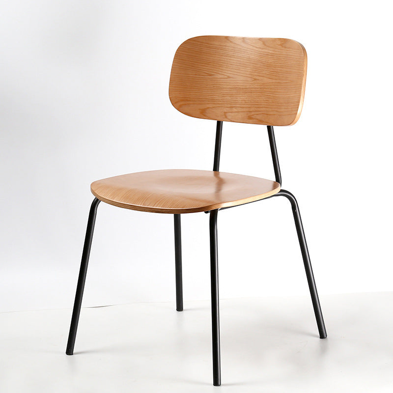 Industrial Metal Side Chair Open Back Stackable Dining Chair with Black Legs Walnut 1 Piece Clearhalo ' kitchen&dining_furn' 'Dining Chairs' 'Dining Tables & Seating' 'dining_chair' 'furn' 'furn_dining_chair' 'Furniture' 'furniture_dining_chair' 'Kitchen & Dining Furniture' 'kitchen' 4104385