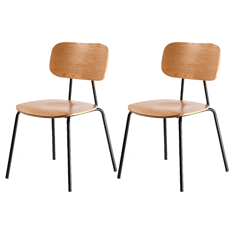 Industrial Metal Side Chair Open Back Stackable Dining Chair with Black Legs Walnut 2 Piece Set Clearhalo ' kitchen&dining_furn' 'Dining Chairs' 'Dining Tables & Seating' 'dining_chair' 'furn' 'furn_dining_chair' 'Furniture' 'furniture_dining_chair' 'Kitchen & Dining Furniture' 'kitchen' 4104386