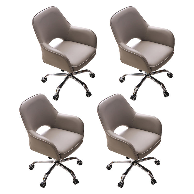 Minimalist Style Upholstered Arm Dining Chairs Open Back Dining Side Chair for Home Grey Set of 4 Clearhalo ' kitchen&dining_furn' 'Dining Chairs' 'Dining Tables & Seating' 'dining_chair' 'Furniture' 'furniture_dining_chair' 'Kitchen & Dining Furniture' 'kitchen' 4104392