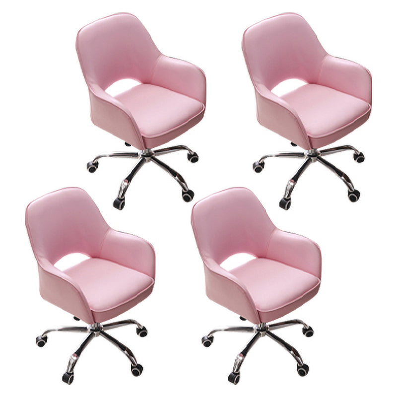 Minimalist Style Upholstered Arm Dining Chairs Open Back Dining Side Chair for Home Pink Set of 4 Clearhalo ' kitchen&dining_furn' 'Dining Chairs' 'Dining Tables & Seating' 'dining_chair' 'Furniture' 'furniture_dining_chair' 'Kitchen & Dining Furniture' 'kitchen' 4104395