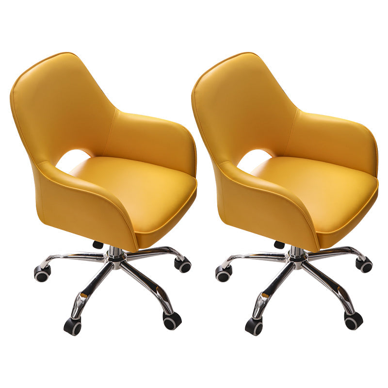 Minimalist Style Upholstered Arm Dining Chairs Open Back Dining Side Chair for Home Yellow Set of 2 Clearhalo ' kitchen&dining_furn' 'Dining Chairs' 'Dining Tables & Seating' 'dining_chair' 'Furniture' 'furniture_dining_chair' 'Kitchen & Dining Furniture' 'kitchen' 4104397