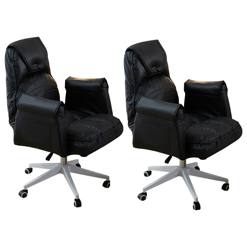 Minimalist Style Upholstered Arm Dining Chairs Solid Back Dining Chairs for Home Black Set of 2 Clearhalo ' kitchen&dining_furn' 'Dining Chairs' 'Dining Tables & Seating' 'dining_chair' 'Furniture' 'furniture_dining_chair' 'Kitchen & Dining Furniture' 'kitchen' 4104409