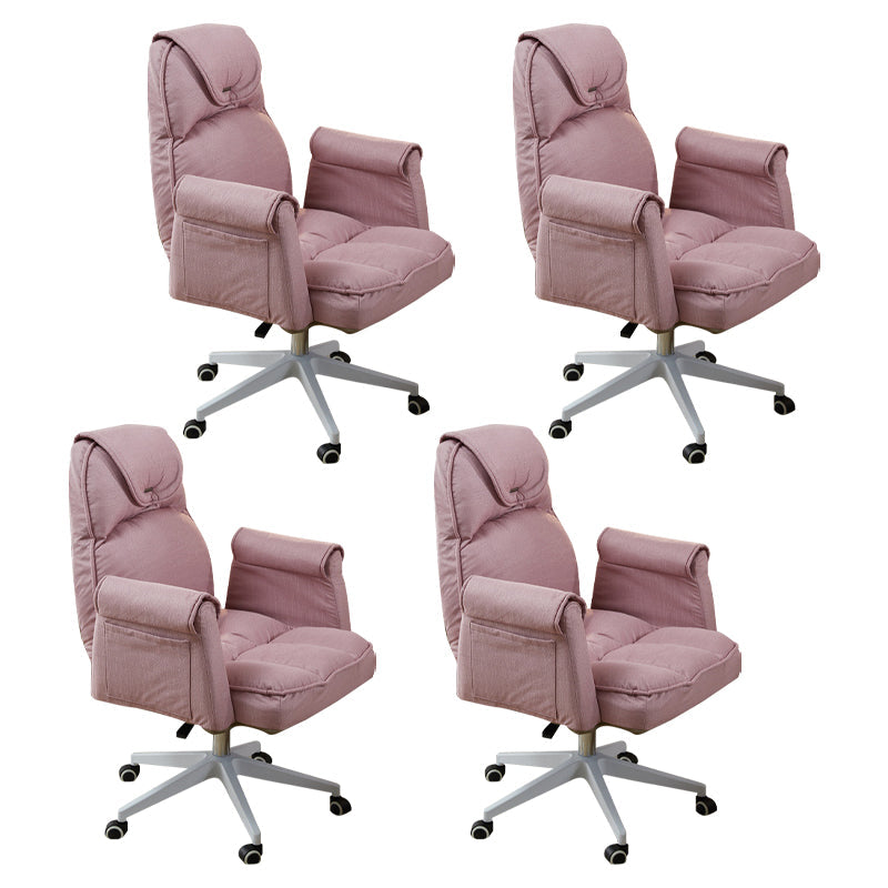Minimalist Style Upholstered Arm Dining Chairs Solid Back Dining Chairs for Home Pink Set of 4 Clearhalo ' kitchen&dining_furn' 'Dining Chairs' 'Dining Tables & Seating' 'dining_chair' 'Furniture' 'furniture_dining_chair' 'Kitchen & Dining Furniture' 'kitchen' 4104422