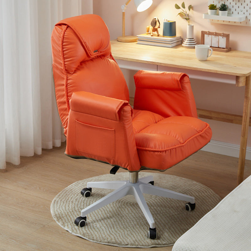 Minimalist Style Upholstered Arm Dining Chairs Solid Back Dining Chairs for Home Orange 1 Piece Clearhalo ' kitchen&dining_furn' 'Dining Chairs' 'Dining Tables & Seating' 'dining_chair' 'Furniture' 'furniture_dining_chair' 'Kitchen & Dining Furniture' 'kitchen' 4104424