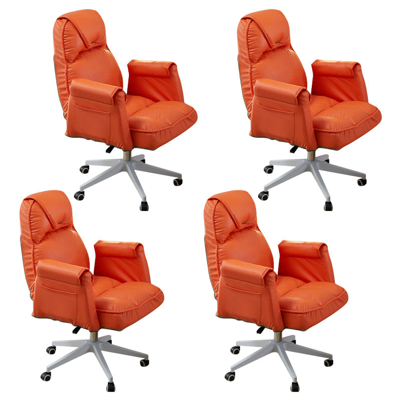 Minimalist Style Upholstered Arm Dining Chairs Solid Back Dining Chairs for Home Orange Set of 4 Clearhalo ' kitchen&dining_furn' 'Dining Chairs' 'Dining Tables & Seating' 'dining_chair' 'Furniture' 'furniture_dining_chair' 'Kitchen & Dining Furniture' 'kitchen' 4104426
