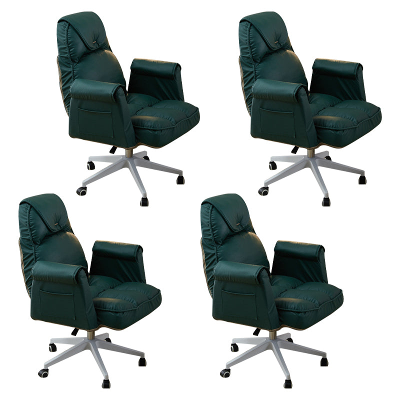 Minimalist Style Upholstered Arm Dining Chairs Solid Back Dining Chairs for Home Green Set of 4 Clearhalo ' kitchen&dining_furn' 'Dining Chairs' 'Dining Tables & Seating' 'dining_chair' 'Furniture' 'furniture_dining_chair' 'Kitchen & Dining Furniture' 'kitchen' 4104429