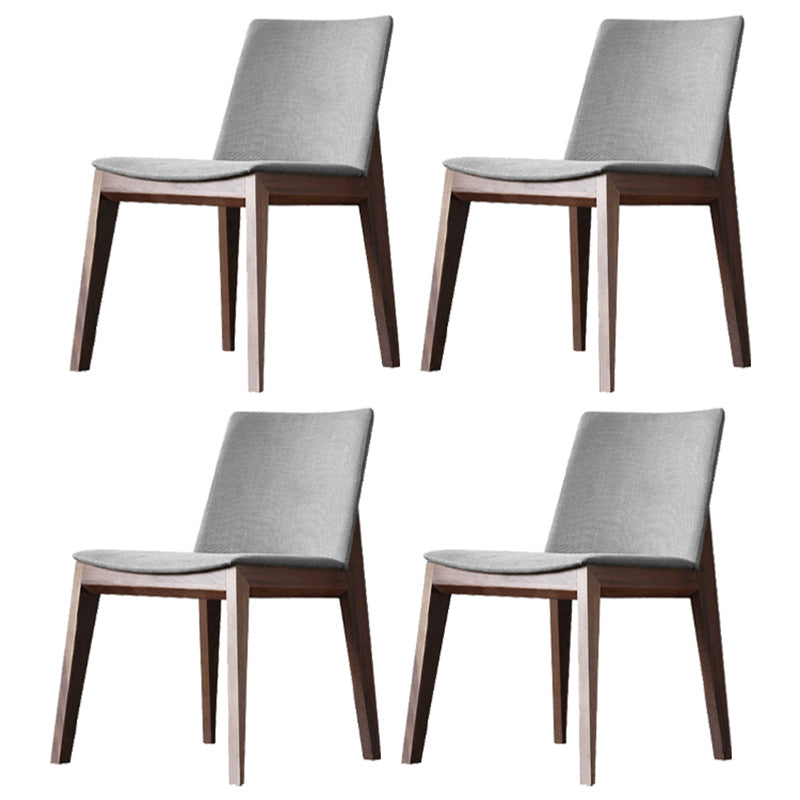 Scandinavian Style Linen Fabric Dining Chair Solid Back Armless Chairs (Set of 4) Grey Walnut Clearhalo ' kitchen&dining_furn' 'Dining Chairs' 'Dining Tables & Seating' 'dining_chair' 'furn' 'furn_dining_chair' 'Furniture' 'furniture_dining_chair' 'Kitchen & Dining Furniture' 'kitchen' 4104441