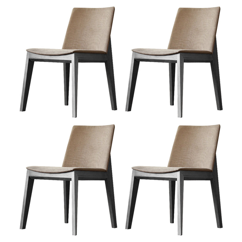 Scandinavian Style Linen Fabric Dining Chair Solid Back Armless Chairs (Set of 4) Khaki Black Clearhalo ' kitchen&dining_furn' 'Dining Chairs' 'Dining Tables & Seating' 'dining_chair' 'furn' 'furn_dining_chair' 'Furniture' 'furniture_dining_chair' 'Kitchen & Dining Furniture' 'kitchen' 4104443