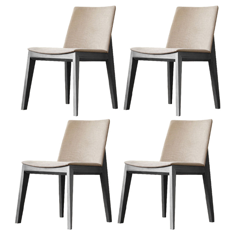 Scandinavian Style Linen Fabric Dining Chair Solid Back Armless Chairs (Set of 4) Beige Black Clearhalo ' kitchen&dining_furn' 'Dining Chairs' 'Dining Tables & Seating' 'dining_chair' 'furn' 'furn_dining_chair' 'Furniture' 'furniture_dining_chair' 'Kitchen & Dining Furniture' 'kitchen' 4104448