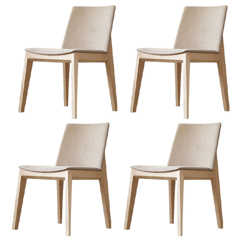 Scandinavian Style Linen Fabric Dining Chair Solid Back Armless Chairs (Set of 4) Beige Natural Wood Clearhalo ' kitchen&dining_furn' 'Dining Chairs' 'Dining Tables & Seating' 'dining_chair' 'furn' 'furn_dining_chair' 'Furniture' 'furniture_dining_chair' 'Kitchen & Dining Furniture' 'kitchen' 4104450