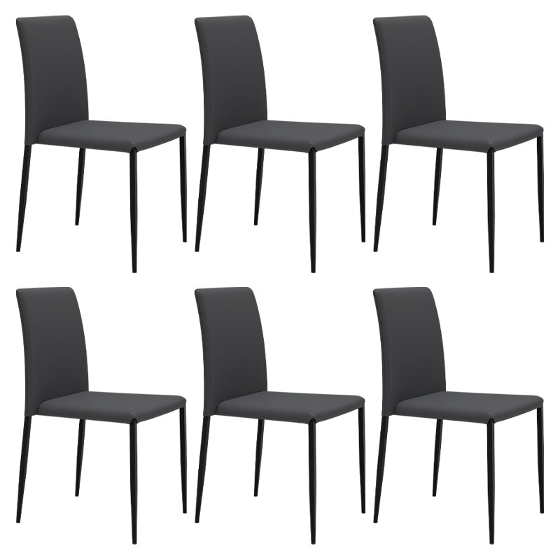 Contemporary Style Dining Chair Armless Side Chairs with Metal Legs for Kitchen Dark Gray 6 Piece Set Clearhalo ' kitchen&dining_furn' 'Dining Chairs' 'Dining Tables & Seating' 'dining_chair' 'furn' 'furn_dining_chair' 'Furniture' 'furniture_dining_chair' 'Kitchen & Dining Furniture' 'kitchen' 4104472