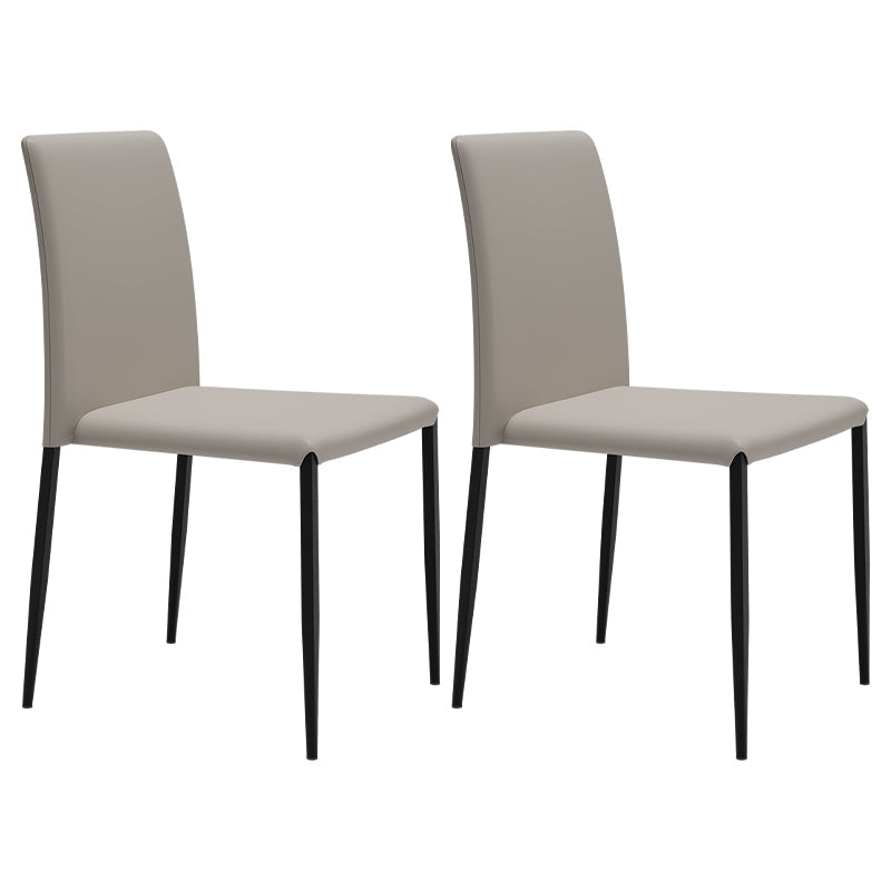 Contemporary Style Dining Chair Armless Side Chairs with Metal Legs for Kitchen Light Gray 2 Piece Set Clearhalo ' kitchen&dining_furn' 'Dining Chairs' 'Dining Tables & Seating' 'dining_chair' 'furn' 'furn_dining_chair' 'Furniture' 'furniture_dining_chair' 'Kitchen & Dining Furniture' 'kitchen' 4104473