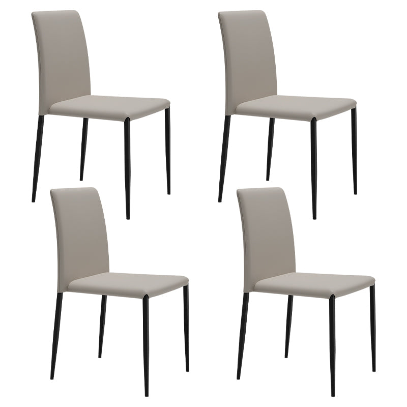 Contemporary Style Dining Chair Armless Side Chairs with Metal Legs for Kitchen Light Gray 4 Piece Set Clearhalo ' kitchen&dining_furn' 'Dining Chairs' 'Dining Tables & Seating' 'dining_chair' 'furn' 'furn_dining_chair' 'Furniture' 'furniture_dining_chair' 'Kitchen & Dining Furniture' 'kitchen' 4104476