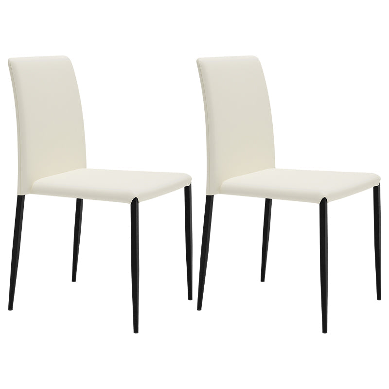 Contemporary Style Dining Chair Armless Side Chairs with Metal Legs for Kitchen White 2 Piece Set Clearhalo ' kitchen&dining_furn' 'Dining Chairs' 'Dining Tables & Seating' 'dining_chair' 'furn' 'furn_dining_chair' 'Furniture' 'furniture_dining_chair' 'Kitchen & Dining Furniture' 'kitchen' 4104478