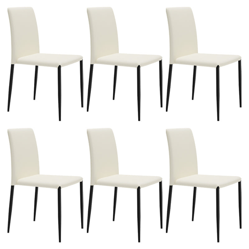 Contemporary Style Dining Chair Armless Side Chairs with Metal Legs for Kitchen White 6 Piece Set Clearhalo ' kitchen&dining_furn' 'Dining Chairs' 'Dining Tables & Seating' 'dining_chair' 'furn' 'furn_dining_chair' 'Furniture' 'furniture_dining_chair' 'Kitchen & Dining Furniture' 'kitchen' 4104480