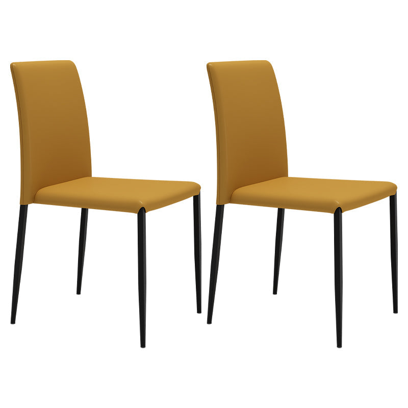 Contemporary Style Dining Chair Armless Side Chairs with Metal Legs for Kitchen Yellow 2 Piece Set Clearhalo ' kitchen&dining_furn' 'Dining Chairs' 'Dining Tables & Seating' 'dining_chair' 'furn' 'furn_dining_chair' 'Furniture' 'furniture_dining_chair' 'Kitchen & Dining Furniture' 'kitchen' 4104481