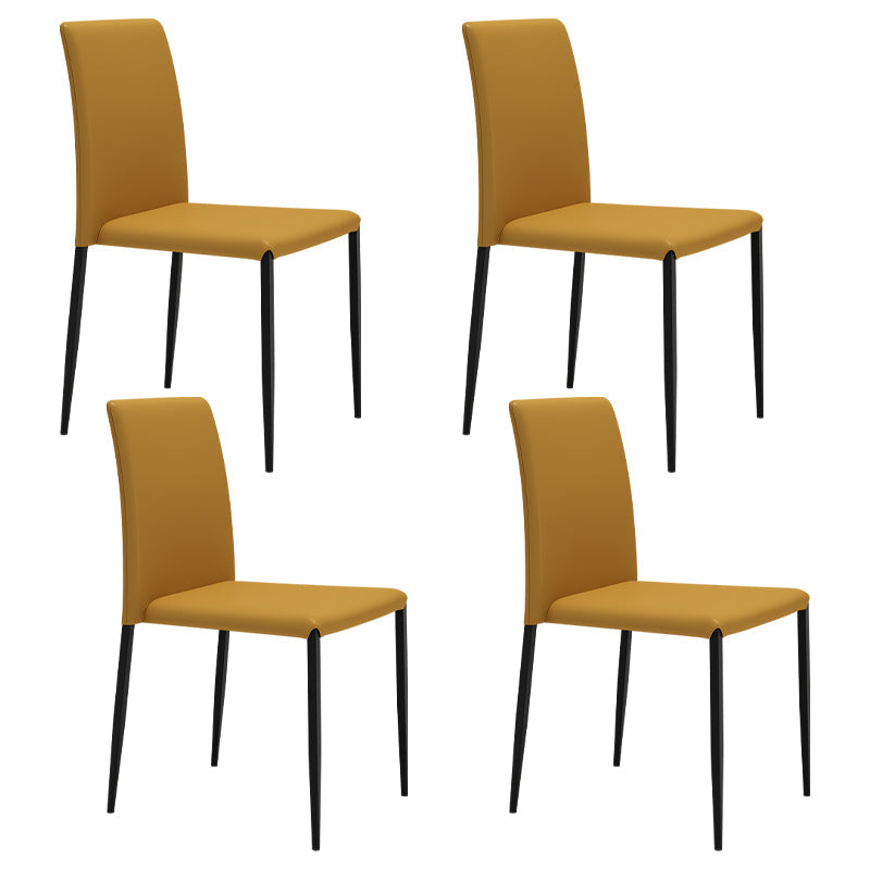Contemporary Style Dining Chair Armless Side Chairs with Metal Legs for Kitchen Yellow 4 Piece Set Clearhalo ' kitchen&dining_furn' 'Dining Chairs' 'Dining Tables & Seating' 'dining_chair' 'furn' 'furn_dining_chair' 'Furniture' 'furniture_dining_chair' 'Kitchen & Dining Furniture' 'kitchen' 4104482