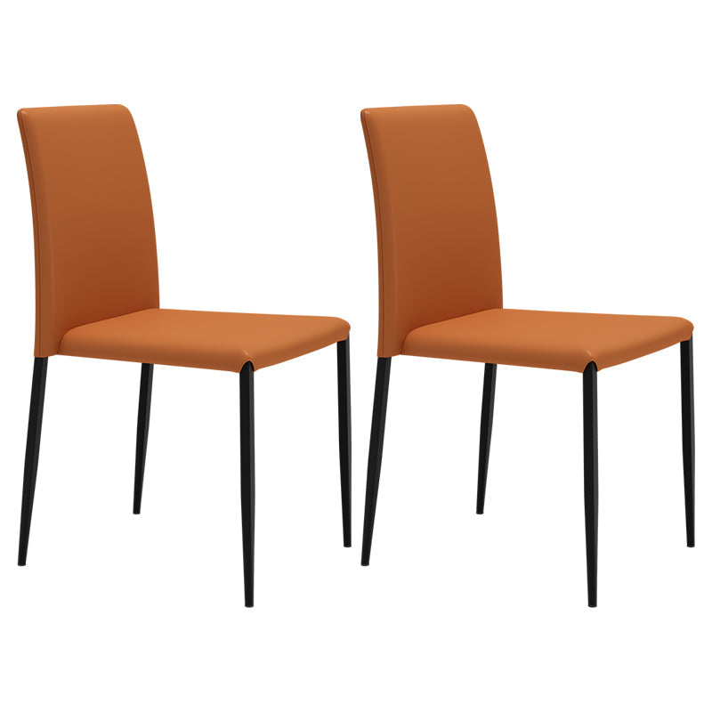 Contemporary Style Dining Chair Armless Side Chairs with Metal Legs for Kitchen Orange 2 Piece Set Clearhalo ' kitchen&dining_furn' 'Dining Chairs' 'Dining Tables & Seating' 'dining_chair' 'furn' 'furn_dining_chair' 'Furniture' 'furniture_dining_chair' 'Kitchen & Dining Furniture' 'kitchen' 4104484