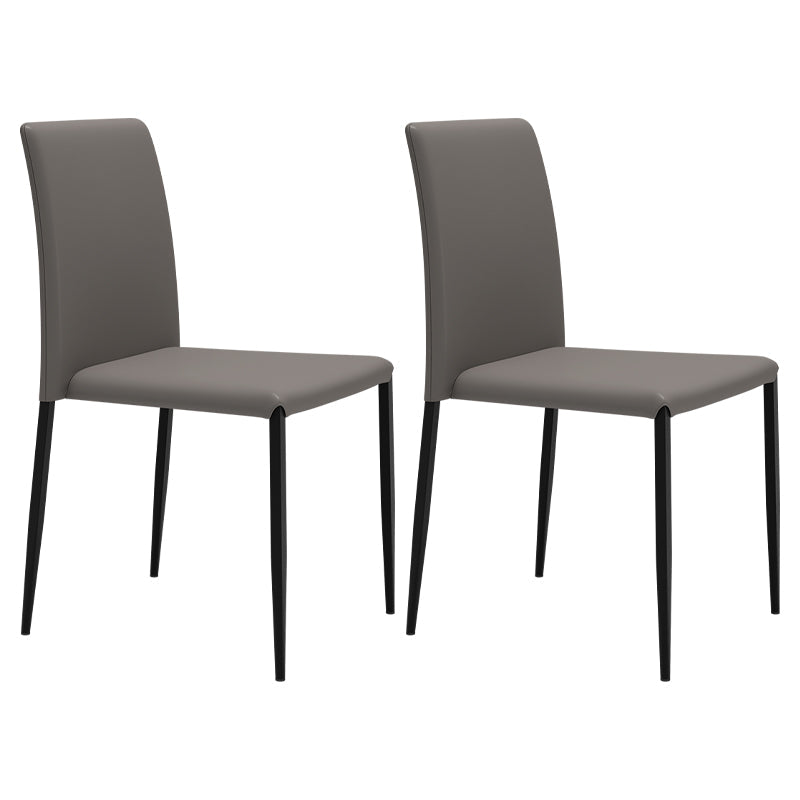 Contemporary Style Dining Chair Armless Side Chairs with Metal Legs for Kitchen Silver Gray 2 Piece Set Clearhalo ' kitchen&dining_furn' 'Dining Chairs' 'Dining Tables & Seating' 'dining_chair' 'furn' 'furn_dining_chair' 'Furniture' 'furniture_dining_chair' 'Kitchen & Dining Furniture' 'kitchen' 4104499