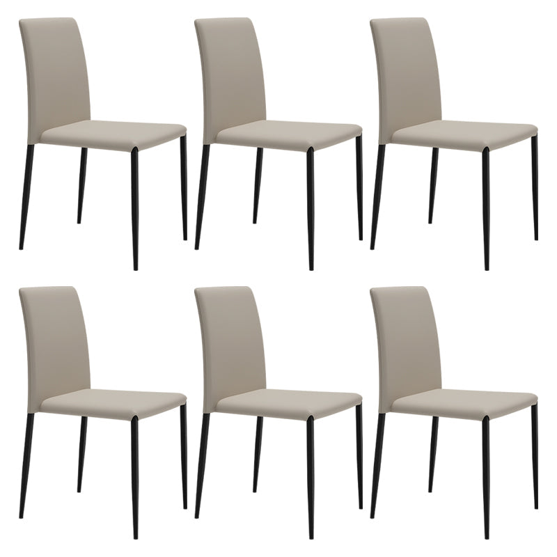 Contemporary Style Dining Chair Armless Side Chairs with Metal Legs for Kitchen Gray-White 6 Piece Set Clearhalo ' kitchen&dining_furn' 'Dining Chairs' 'Dining Tables & Seating' 'dining_chair' 'furn' 'furn_dining_chair' 'Furniture' 'furniture_dining_chair' 'Kitchen & Dining Furniture' 'kitchen' 4104504