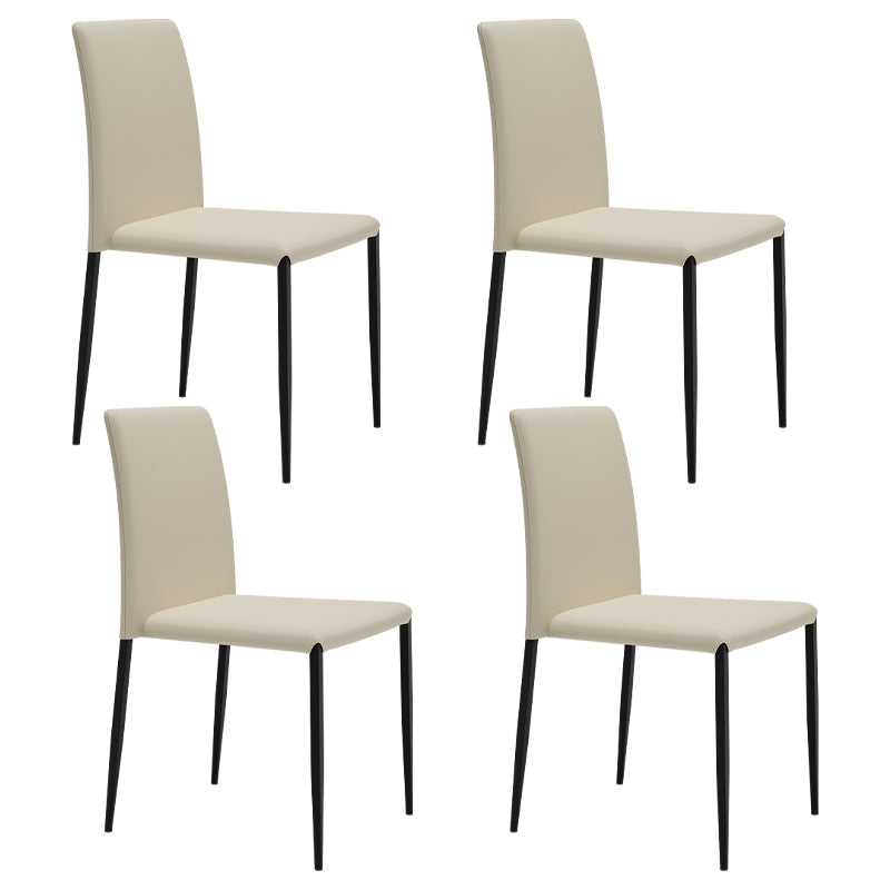 Contemporary Style Dining Chair Armless Side Chairs with Metal Legs for Kitchen Off-White 4 Piece Set Clearhalo ' kitchen&dining_furn' 'Dining Chairs' 'Dining Tables & Seating' 'dining_chair' 'furn' 'furn_dining_chair' 'Furniture' 'furniture_dining_chair' 'Kitchen & Dining Furniture' 'kitchen' 4104506
