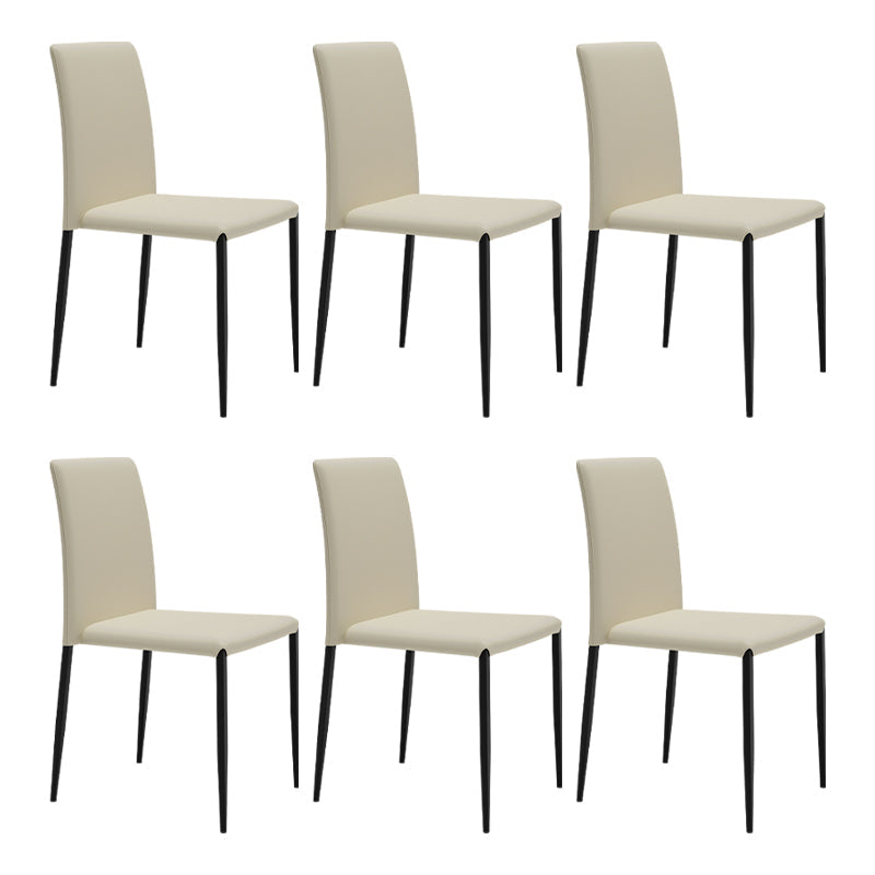 Contemporary Style Dining Chair Armless Side Chairs with Metal Legs for Kitchen Off-White 6 Piece Set Clearhalo ' kitchen&dining_furn' 'Dining Chairs' 'Dining Tables & Seating' 'dining_chair' 'furn' 'furn_dining_chair' 'Furniture' 'furniture_dining_chair' 'Kitchen & Dining Furniture' 'kitchen' 4104507